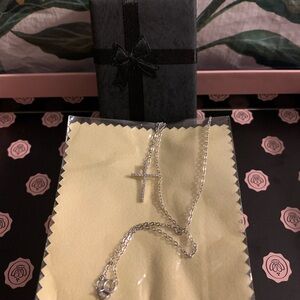 Beautiful Moissanite 0.3 cttw Cross .925 Silver Necklace COA&Luxe Gift Packaging